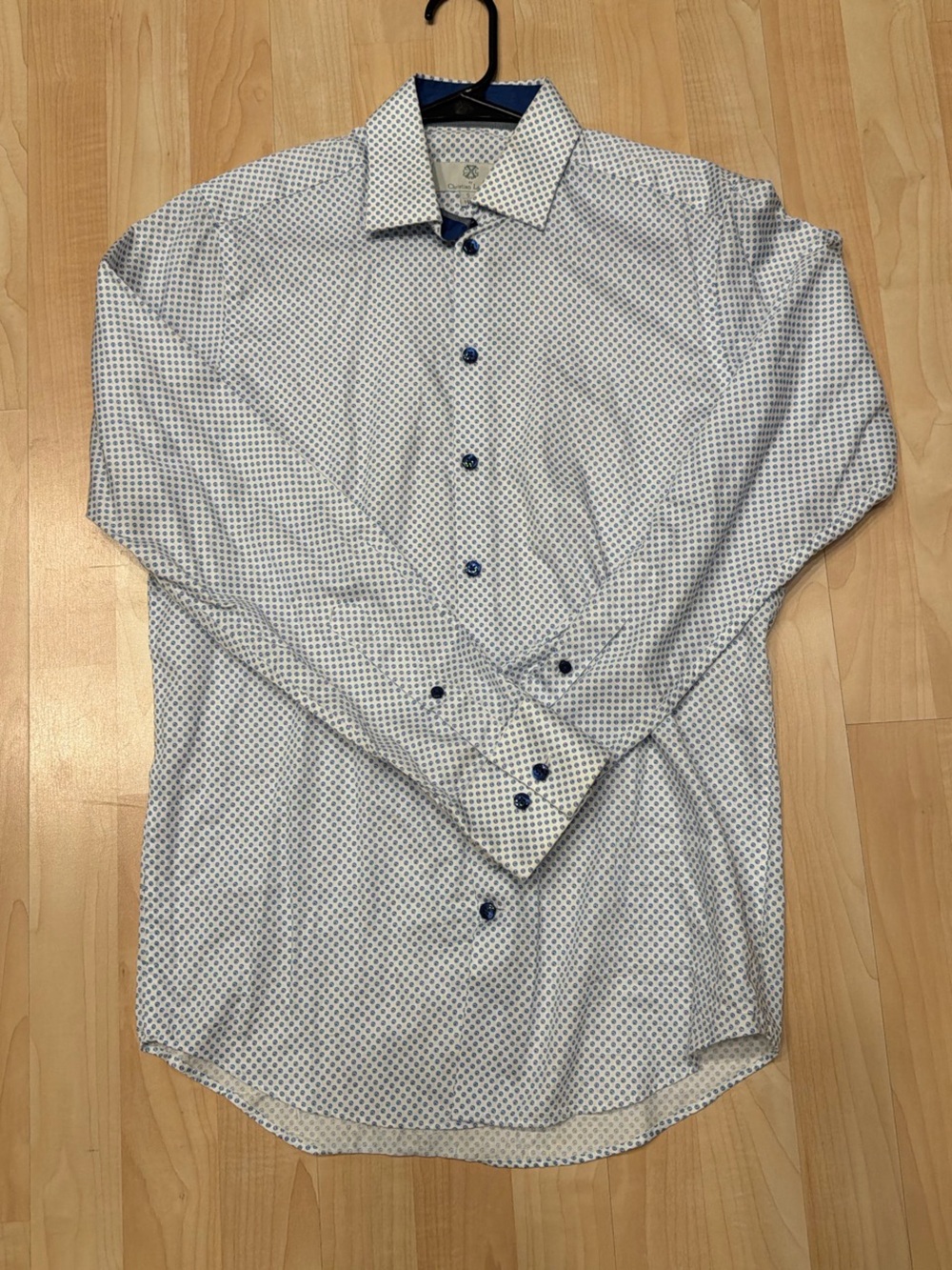 Christian Lacroix White Shirt with Blue Micro Circle Pattern